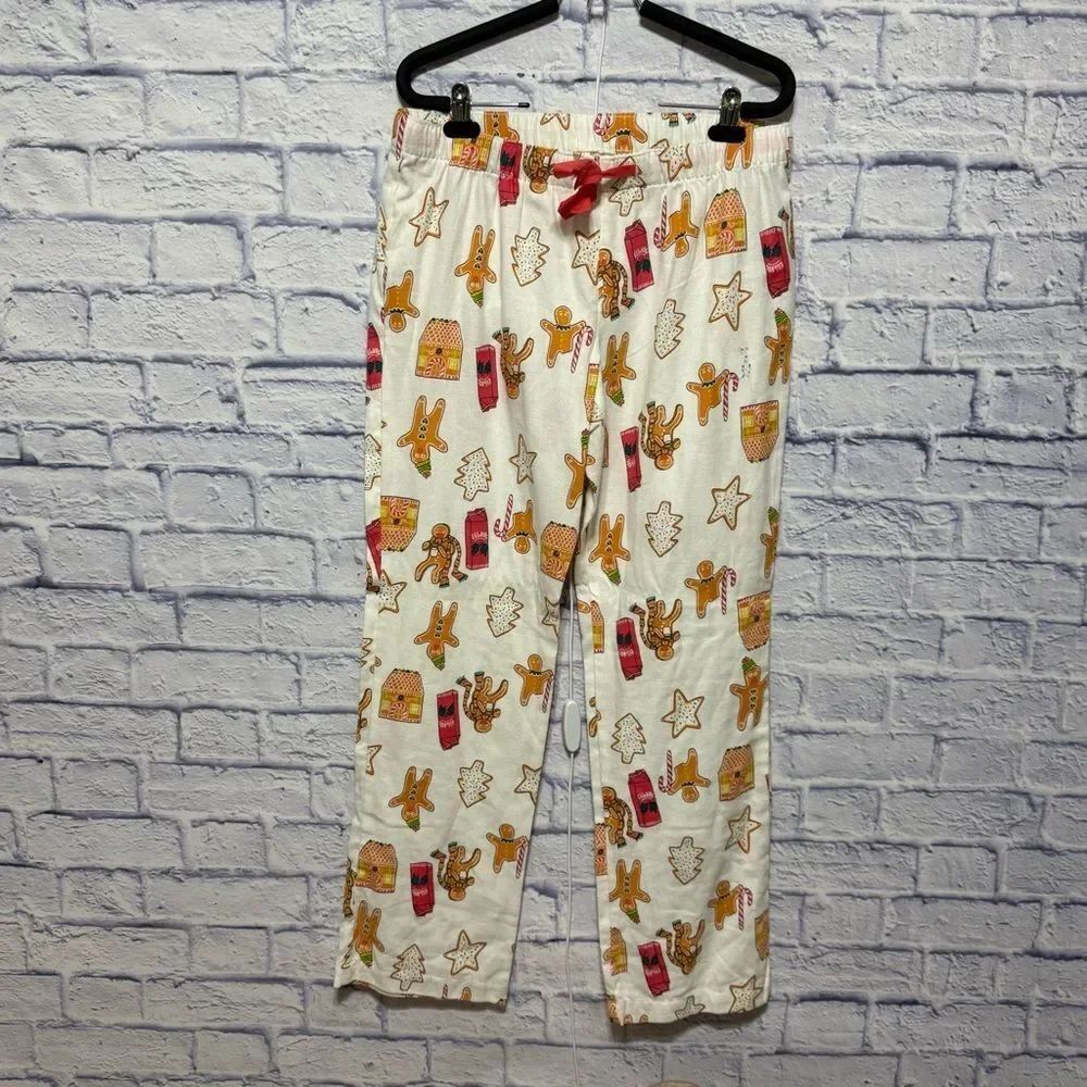Old Navy Gingerbread Man House Eggnog Pajama Bottoms Pants Size M Christmas NWT